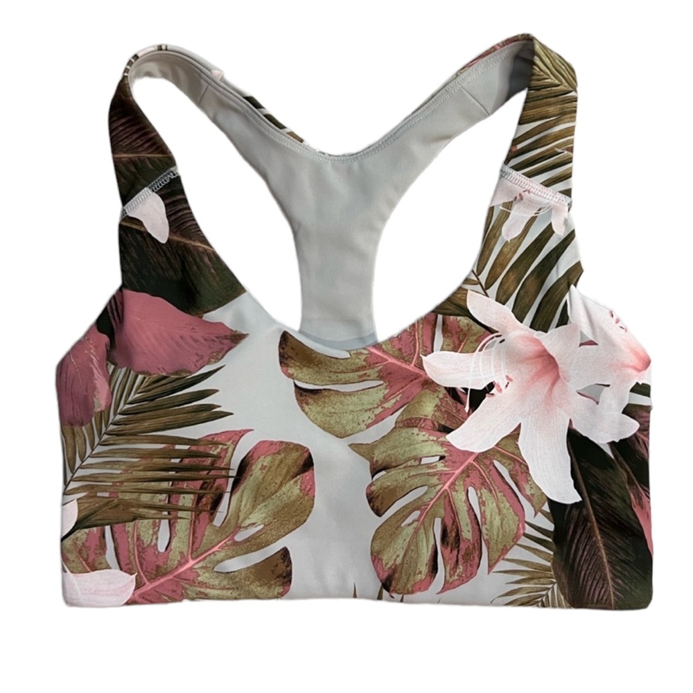 Old Navy Tropical Print Powersoft Medium Support Sports Bra Size Small